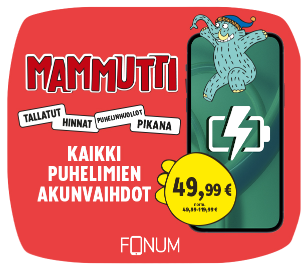 Kaikki puhelimien akunvaihdot 49,90 € – Fonum