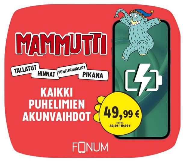 Kaikki puhelimien akunvaihdot 49,90 € – Fonum
