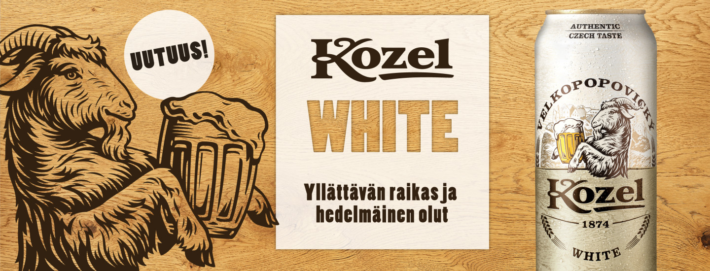 Maista uusi Kozel White! Raikkaan hedelmäinen Tšekkiläinen lager-olut.