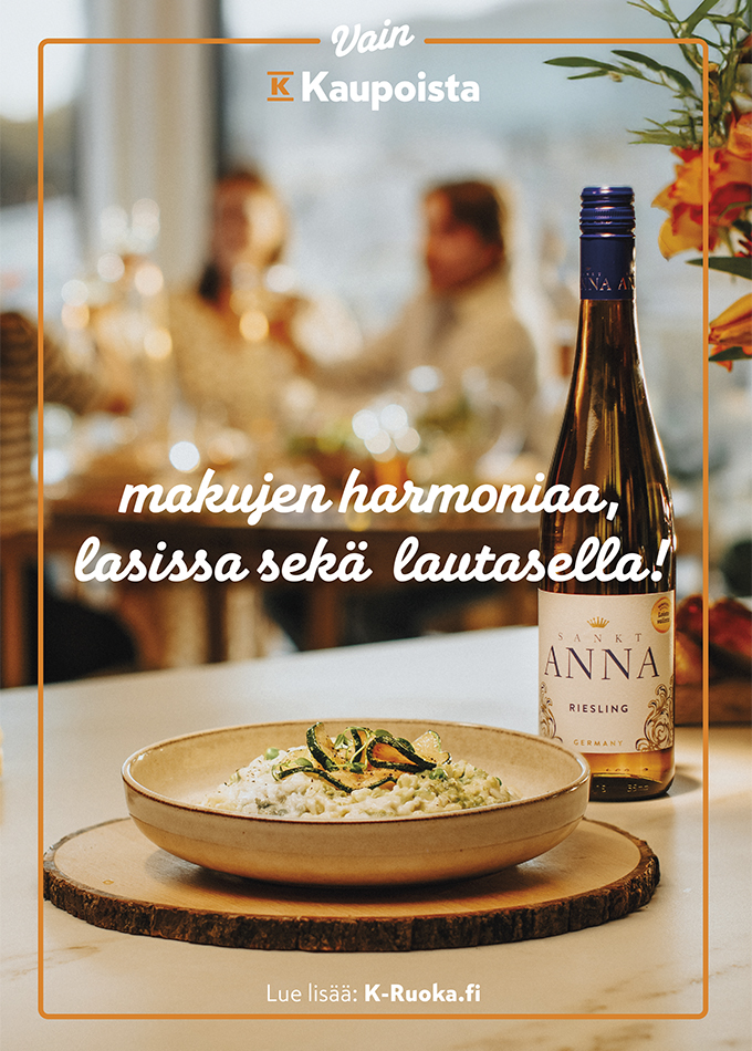 Viinipullo ja ruoka-annos