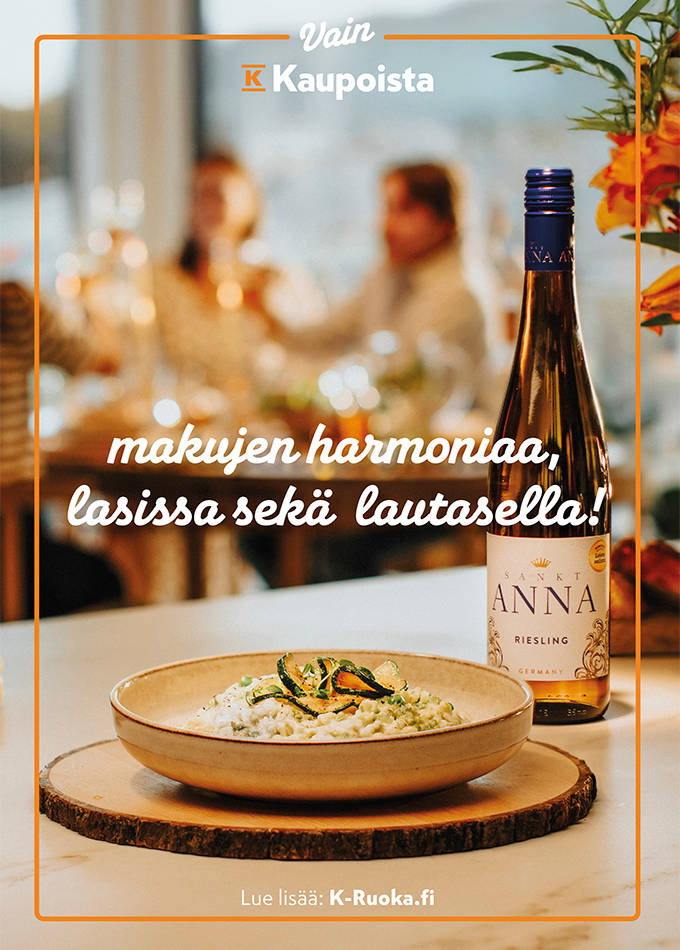 Viinipullo ja ruoka-annos