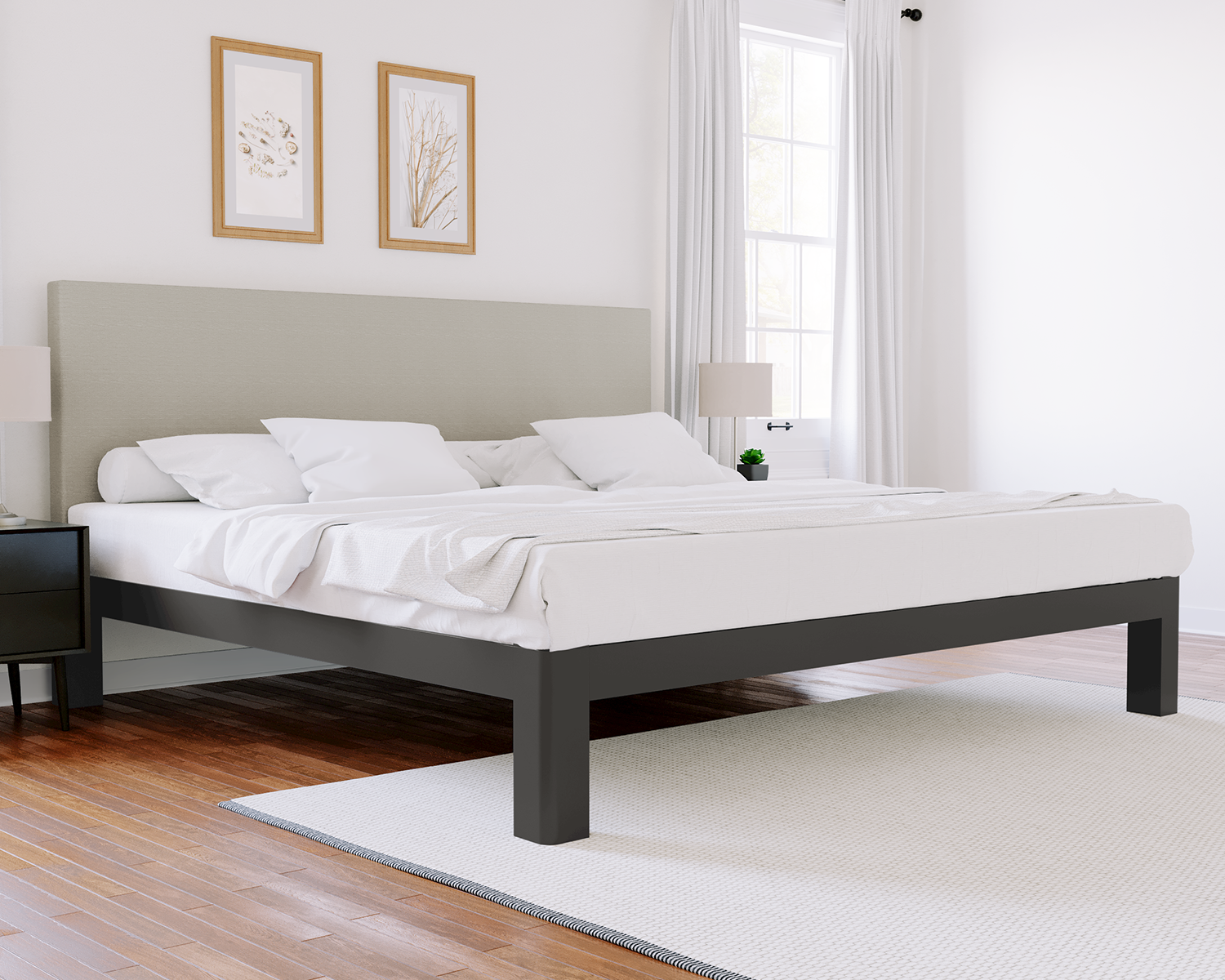 Alberta King Platform Bed Charcoal Light Gray