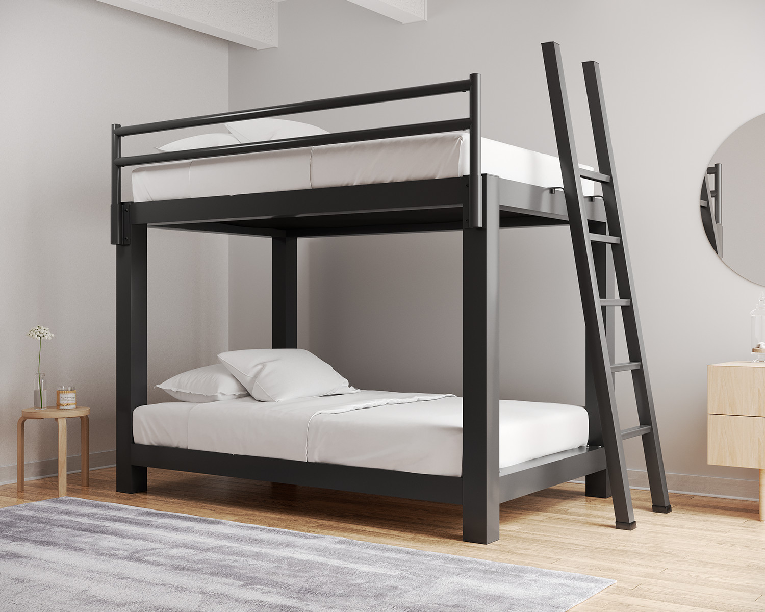 Full Xl Bunk Bed Charcoal Ladder