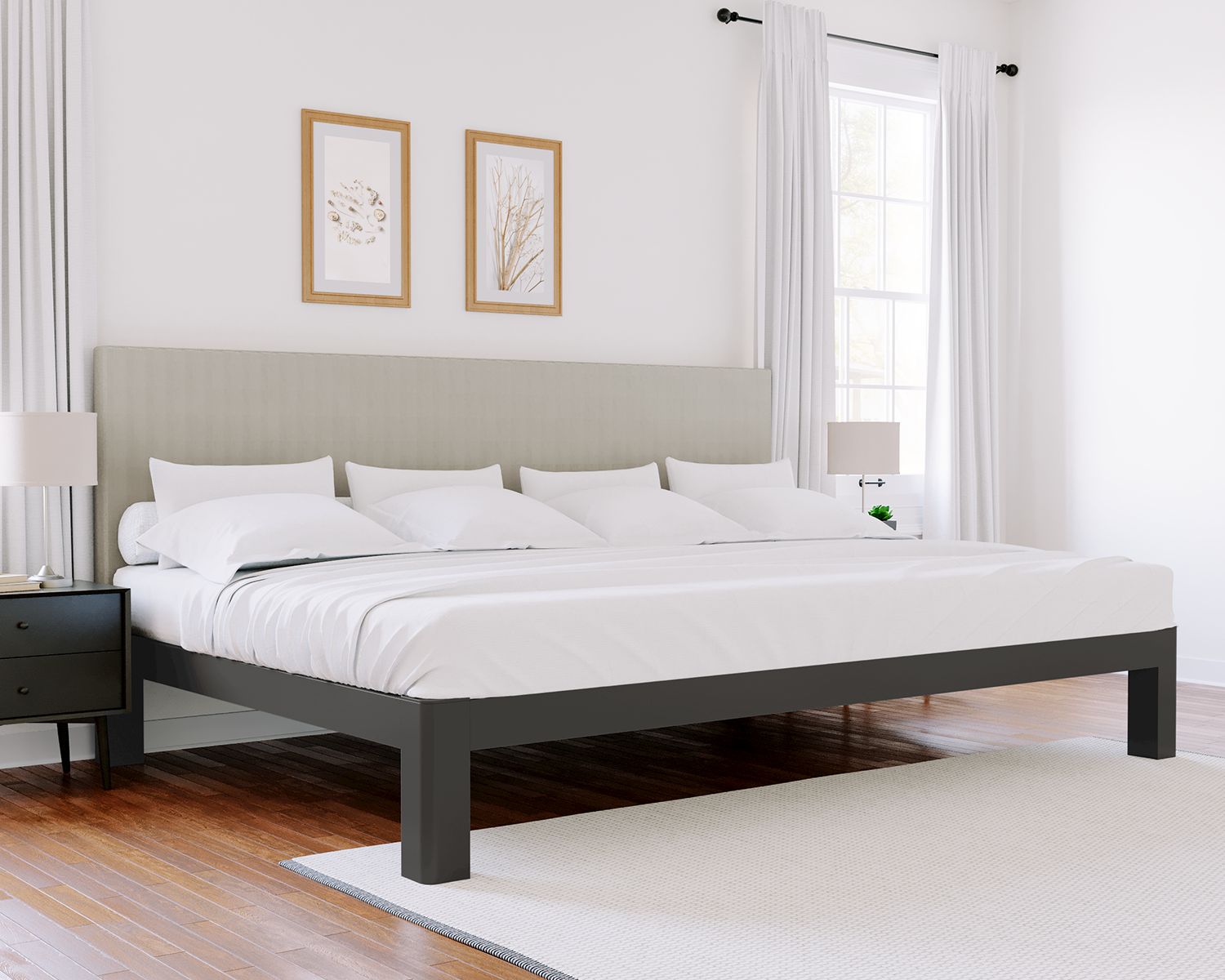 Florida King Platform Bed Charcoal Light Gray