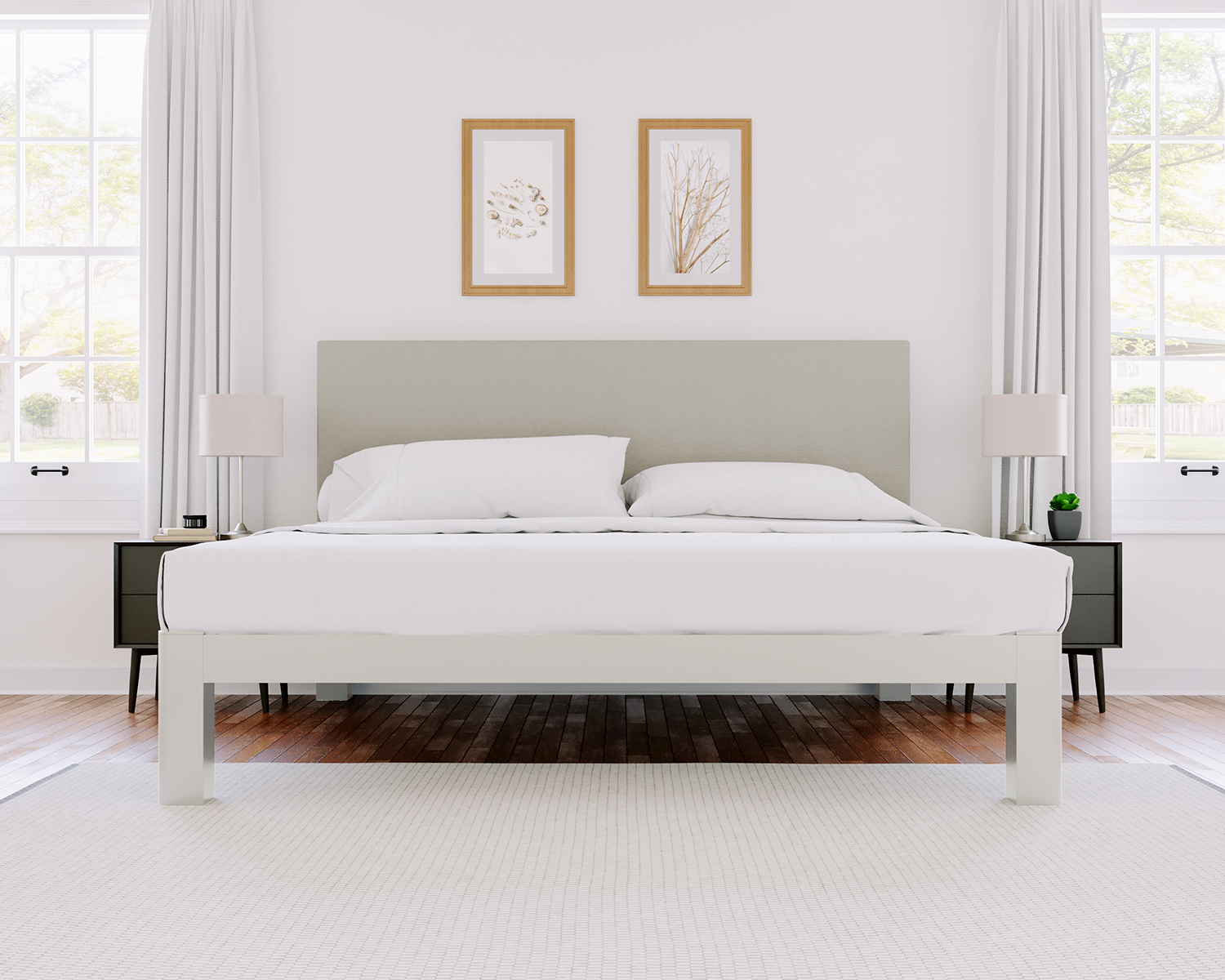 Wyoming King Platform Bed White Light Gray