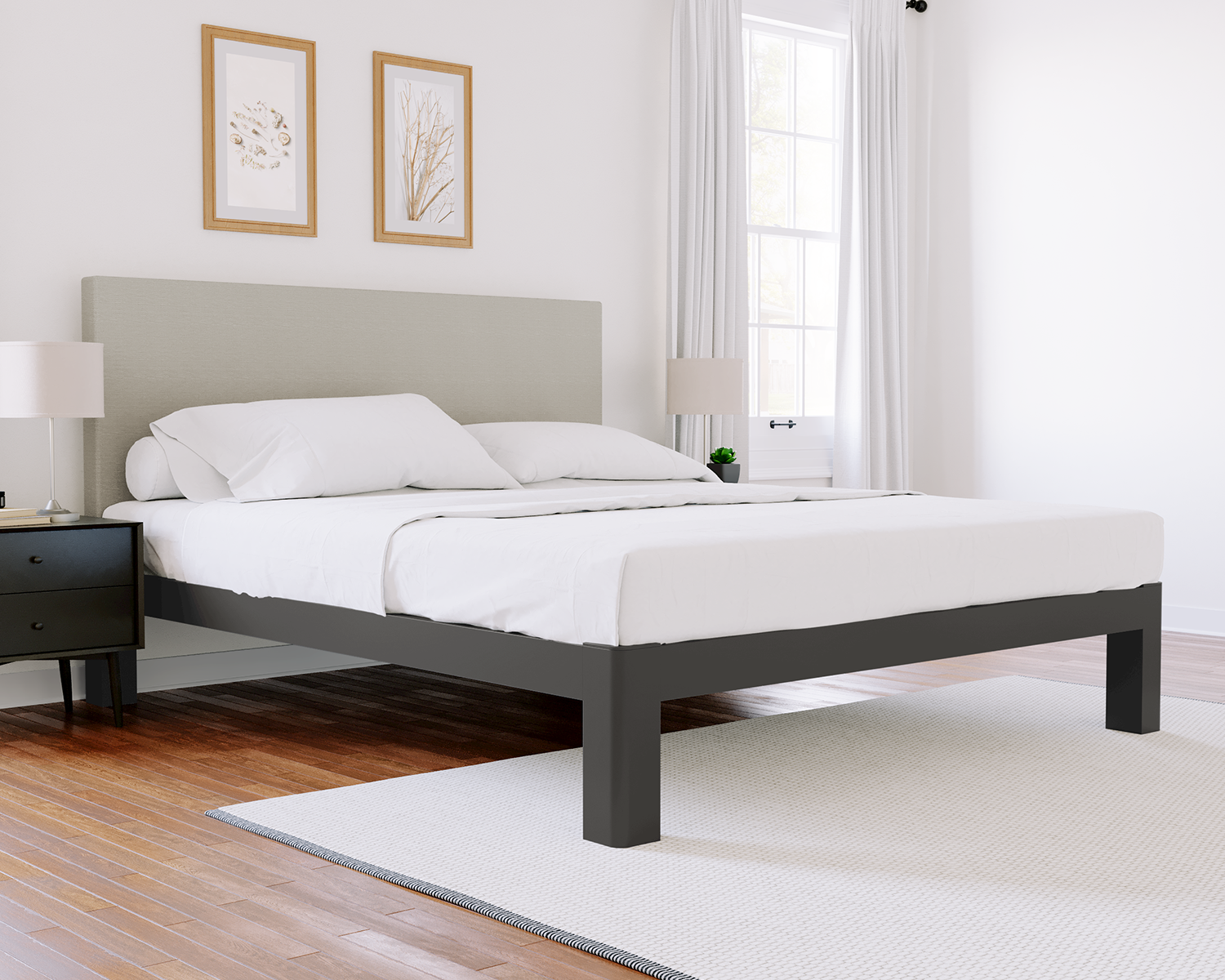 Texas King Platform Bed Charcoal Light Gray