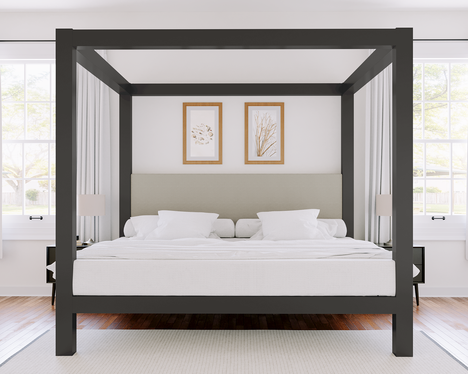 Alberta King Canopy Bed Charcoal Light Gray