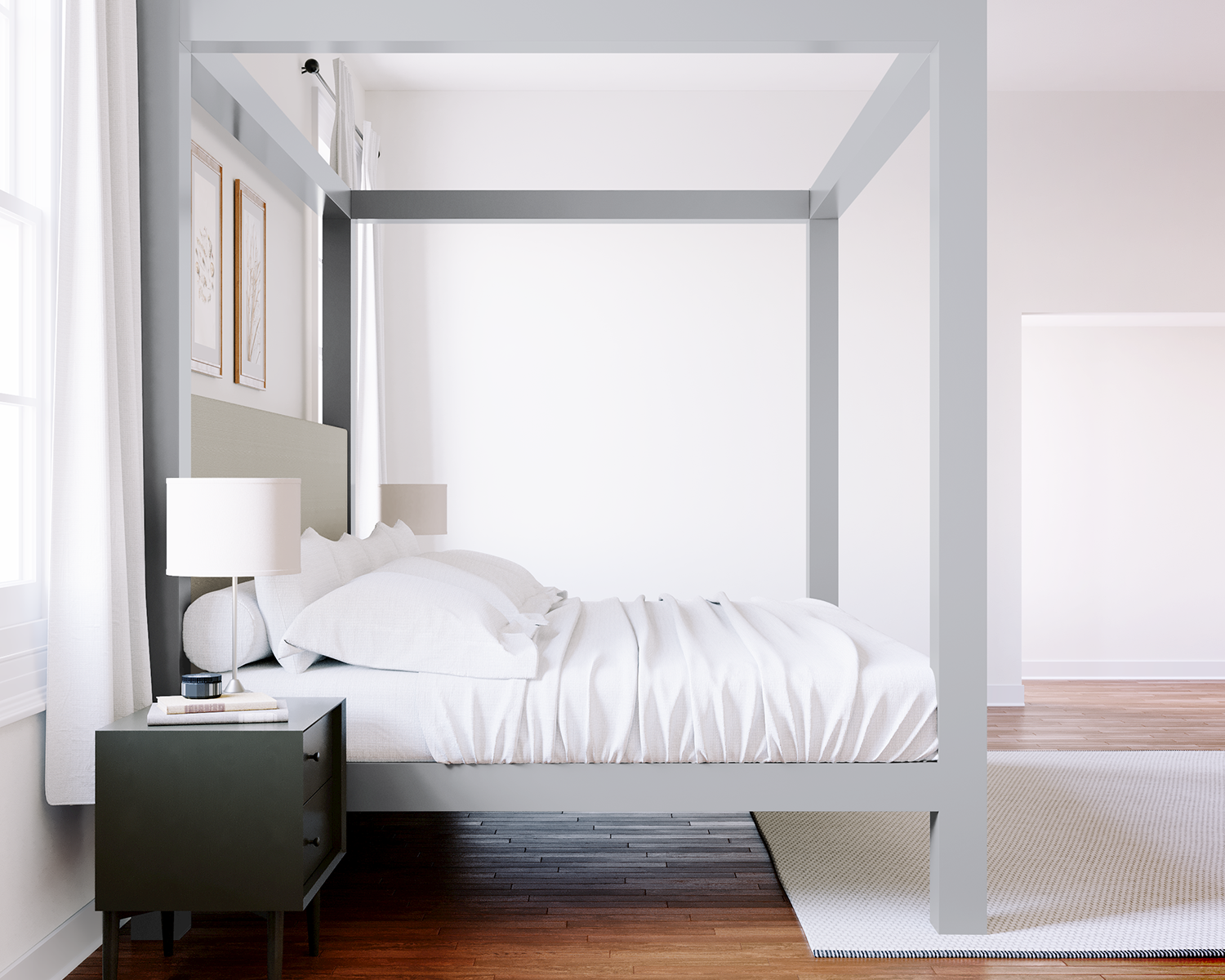 Florida King Canopy Bed Gray Light Gray