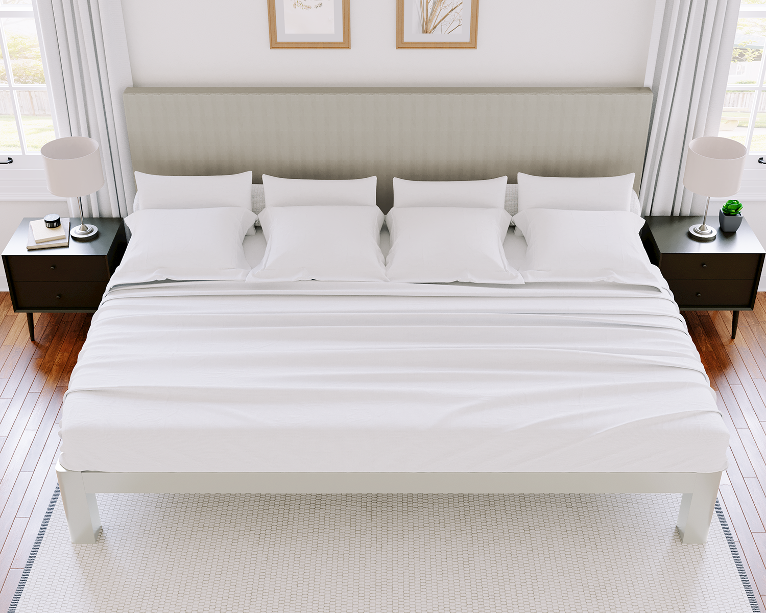 Florida King Platform Bed White Light Gray