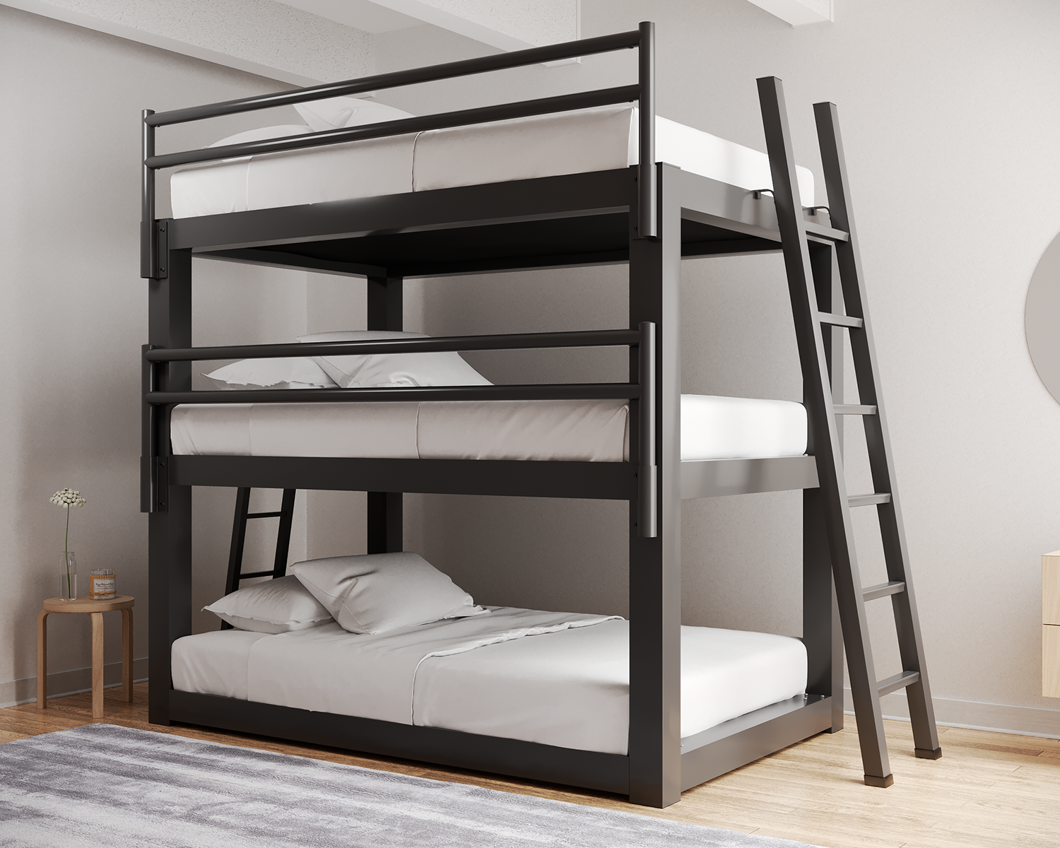 Full Xl Triple Bunk Bed Charcoal