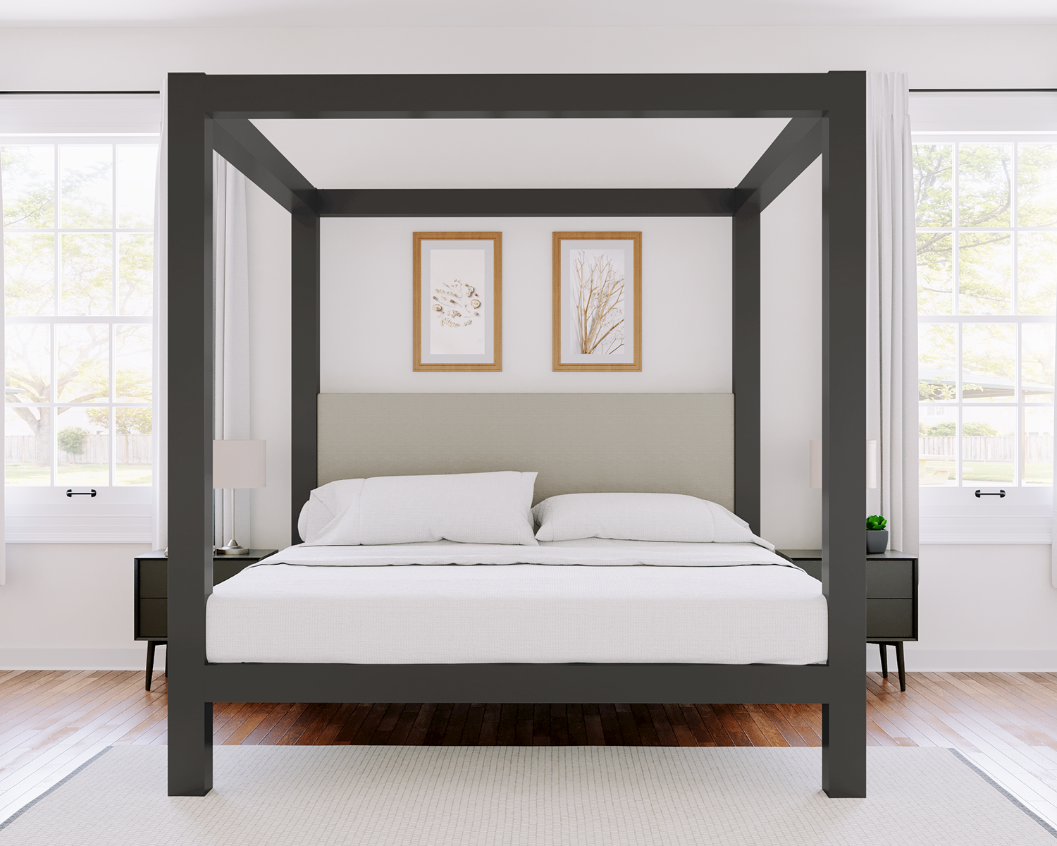 Wyoming King Canopy Bed Charcoal Light Gray