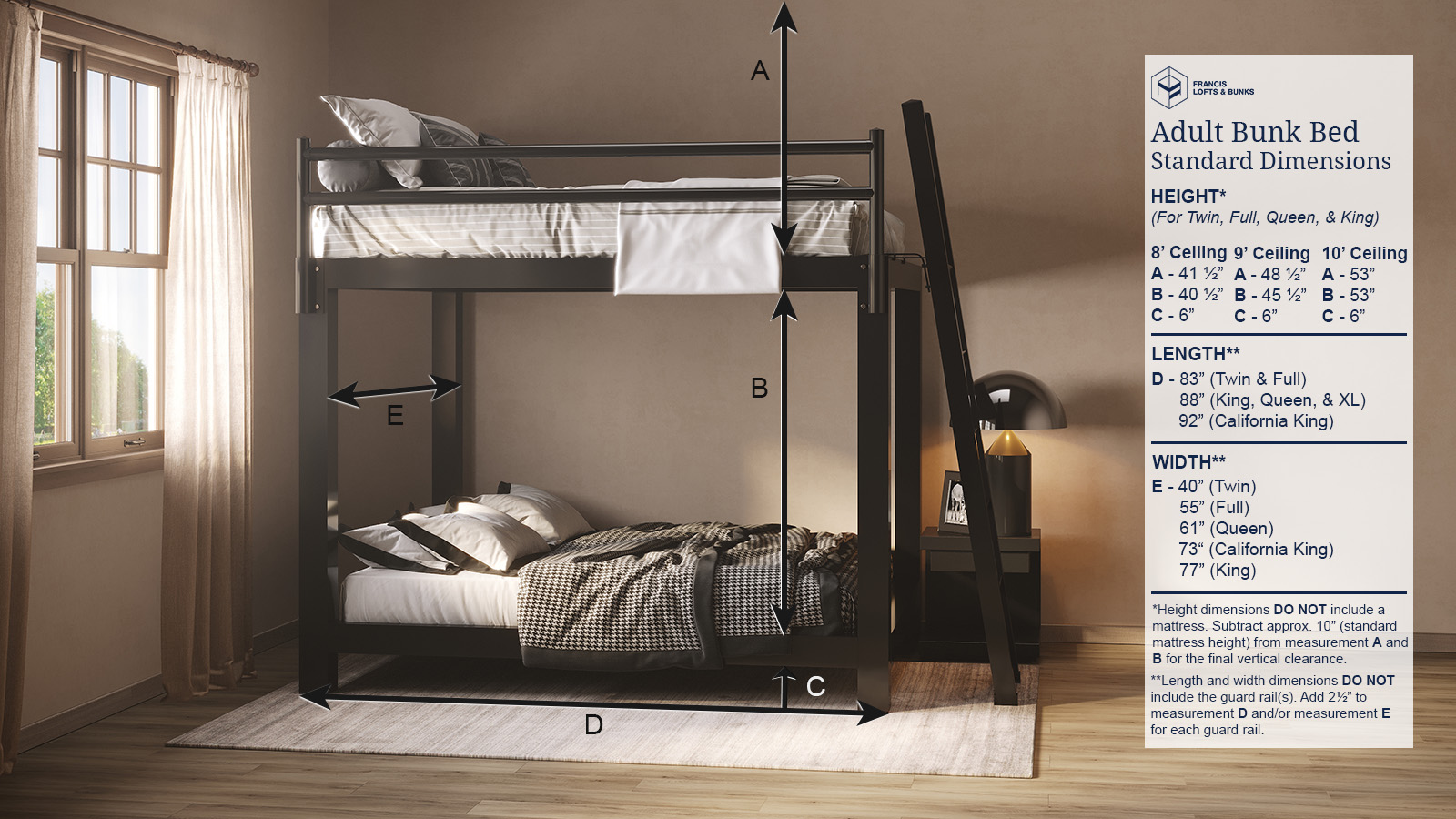 Twin Xl Over Bunk Bed, Twin Xl Bunk Bed Measurements