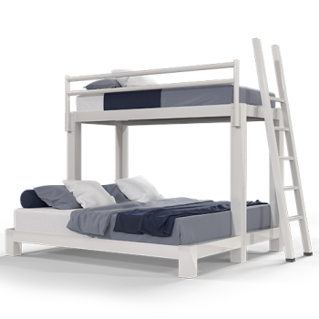 A white Twin XL Over King Adult Bunk Bed