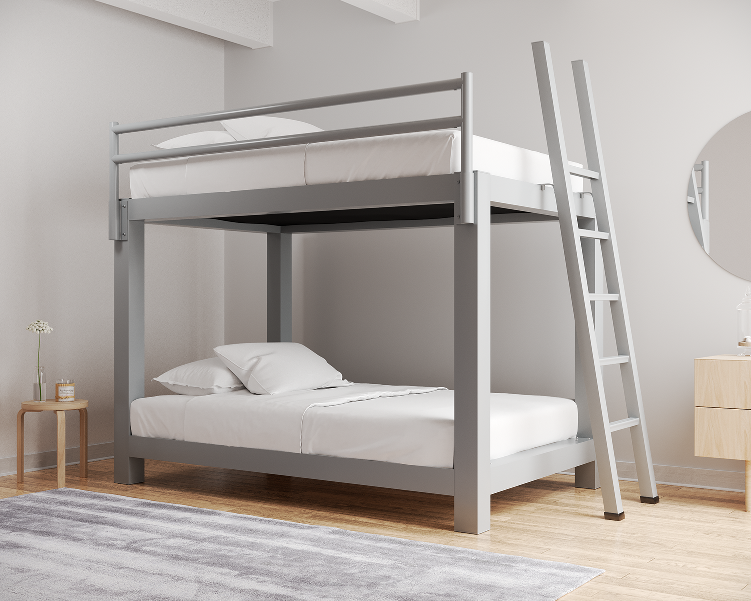 Full Xl Bunk Bed Gray Ladder