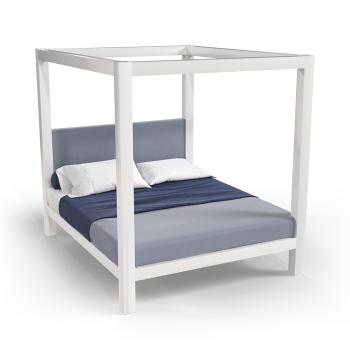 White Texas King size metal four poster Canopy Bed