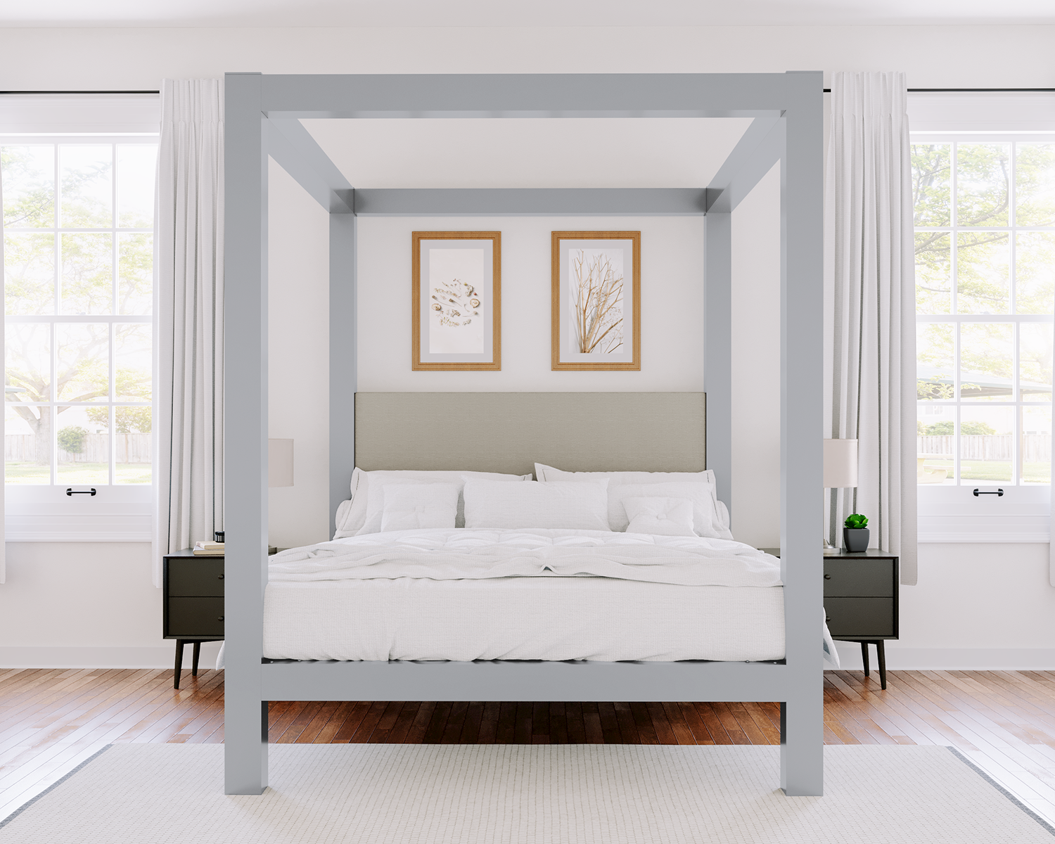 California King Canopy Bed Gray Light Gray