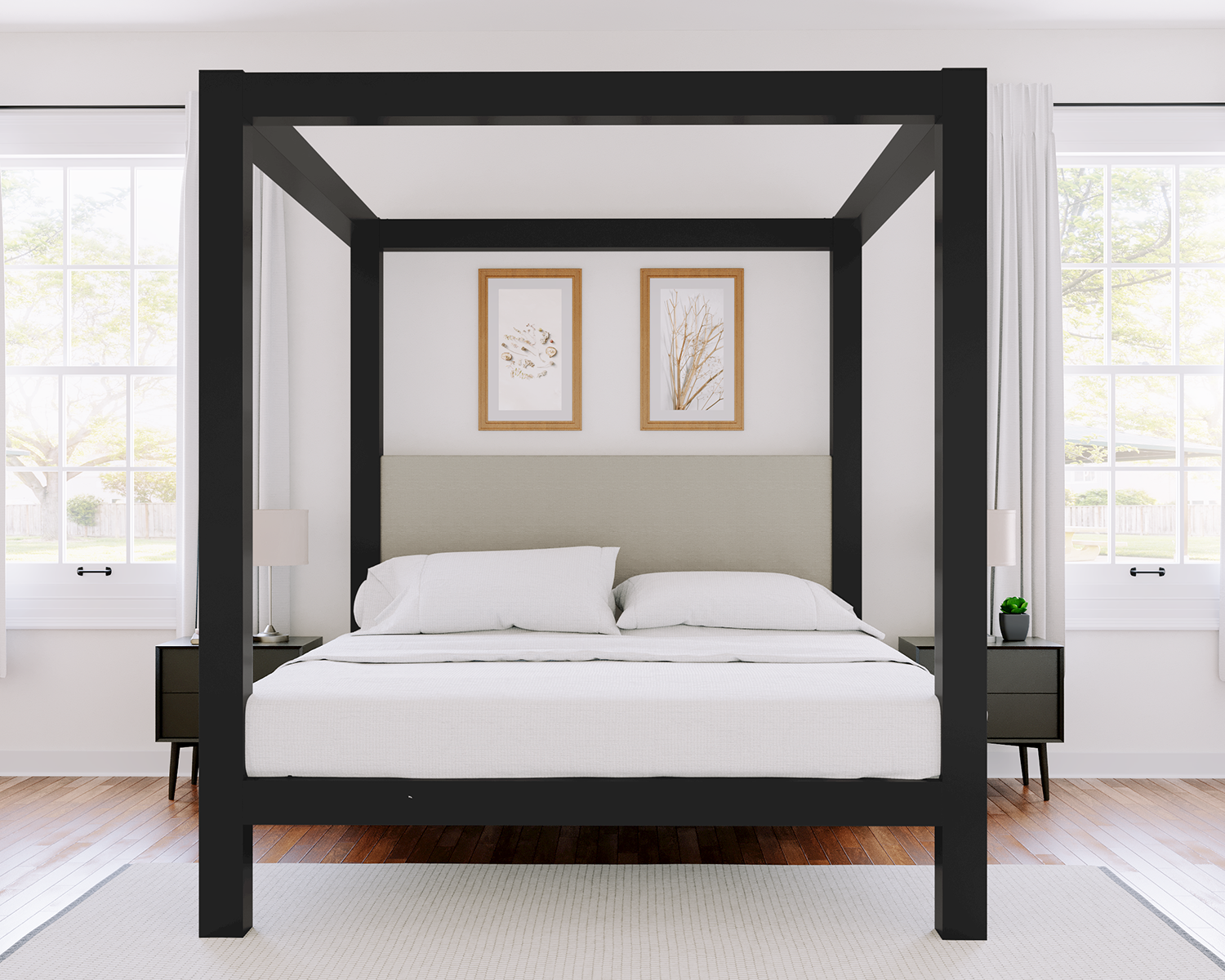 Texas King Canopy Bed Charcoal Light Gray