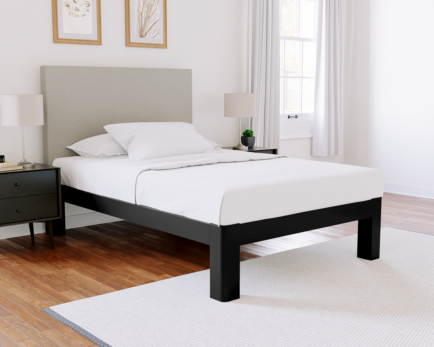 Full Xl Platform Bed Black Light Gray