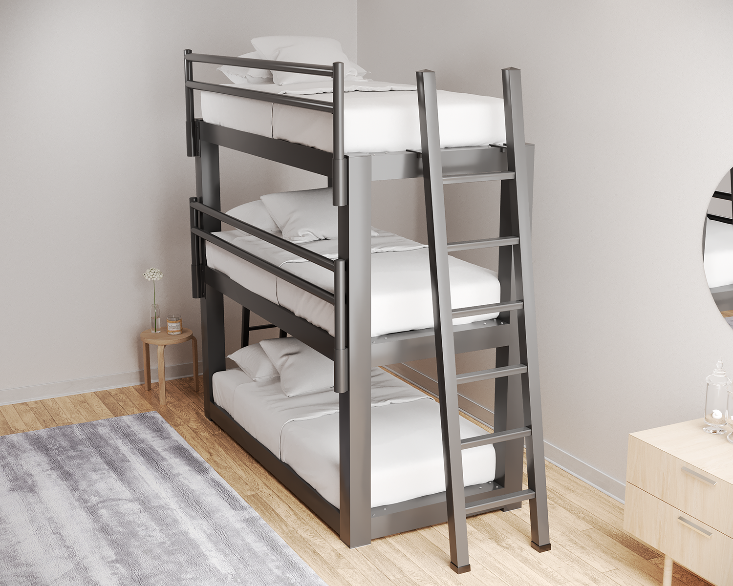 Twin Triple Bunk Bed Charcoal