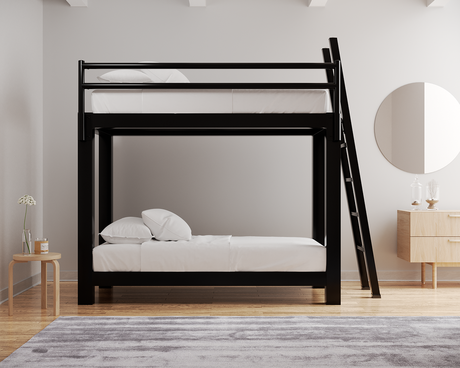 Twin Bunk Bed Black Ladder