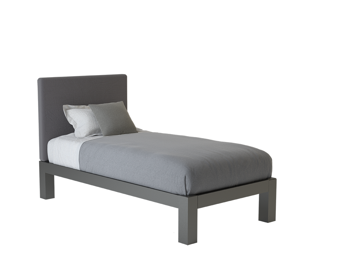 A charcoal Twin XL platform Standard Bed