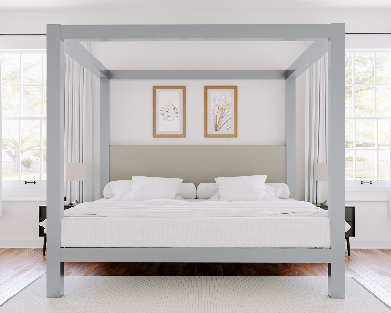 Alberta King Canopy Bed Gray Light Gray