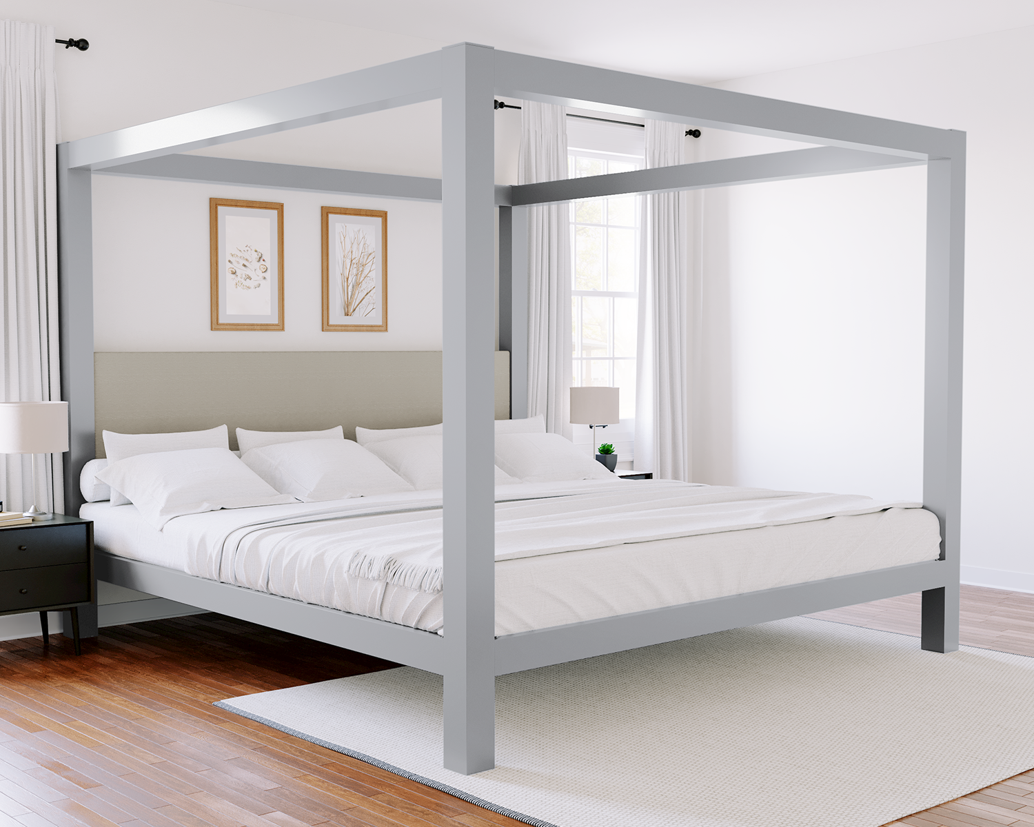 Alaskan King Canopy Bed Gray Light Gray