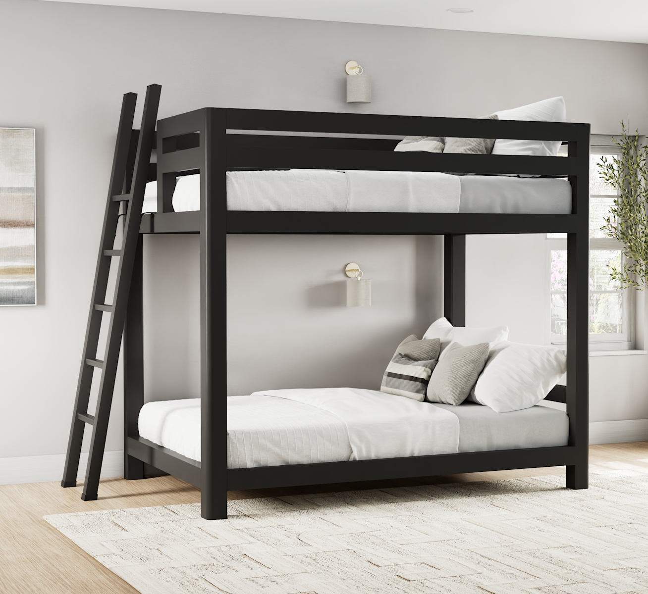 Queen Signature Bunk Bed Charcoal Railsmatch Ladder