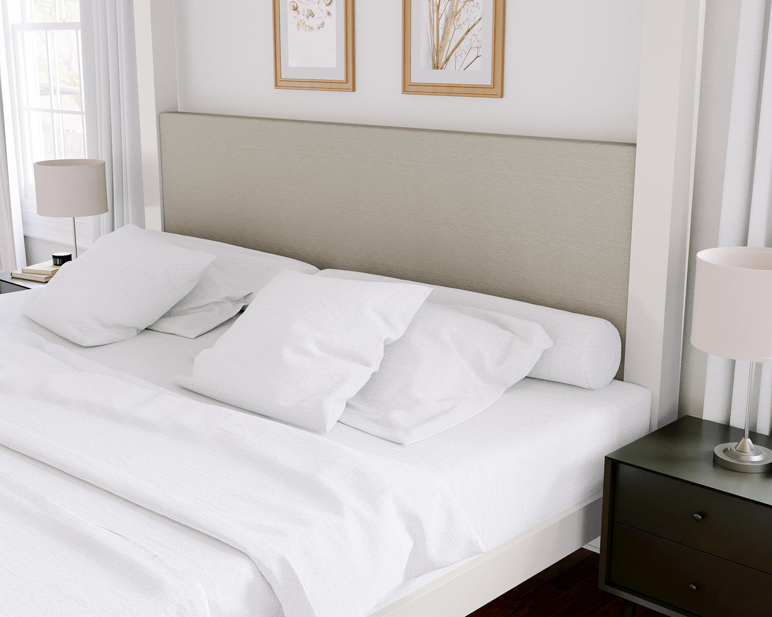 Alberta King Canopy Bed White Light Gray