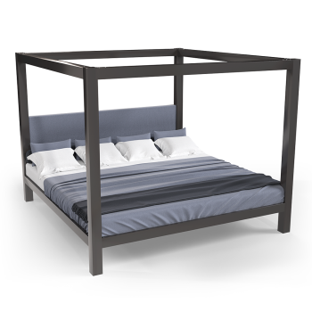 Charcoal Alaskan King size metal four poster Canopy Bed