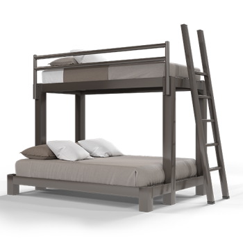 A light bronze Twin XL Over Queen size Adult Bunk Bed