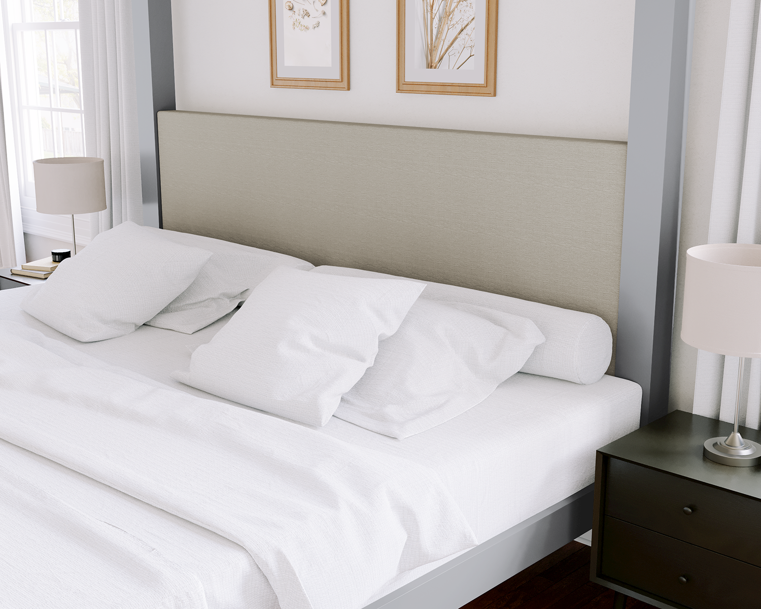 Alberta King Canopy Bed Gray Light Gray