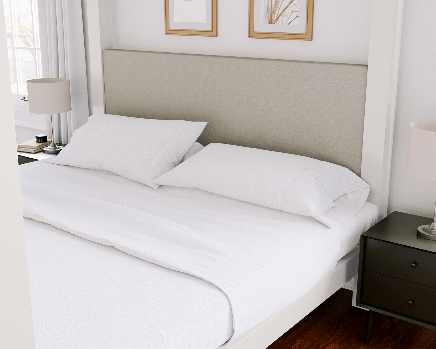 Wyoming King Canopy Bed White Light Gray