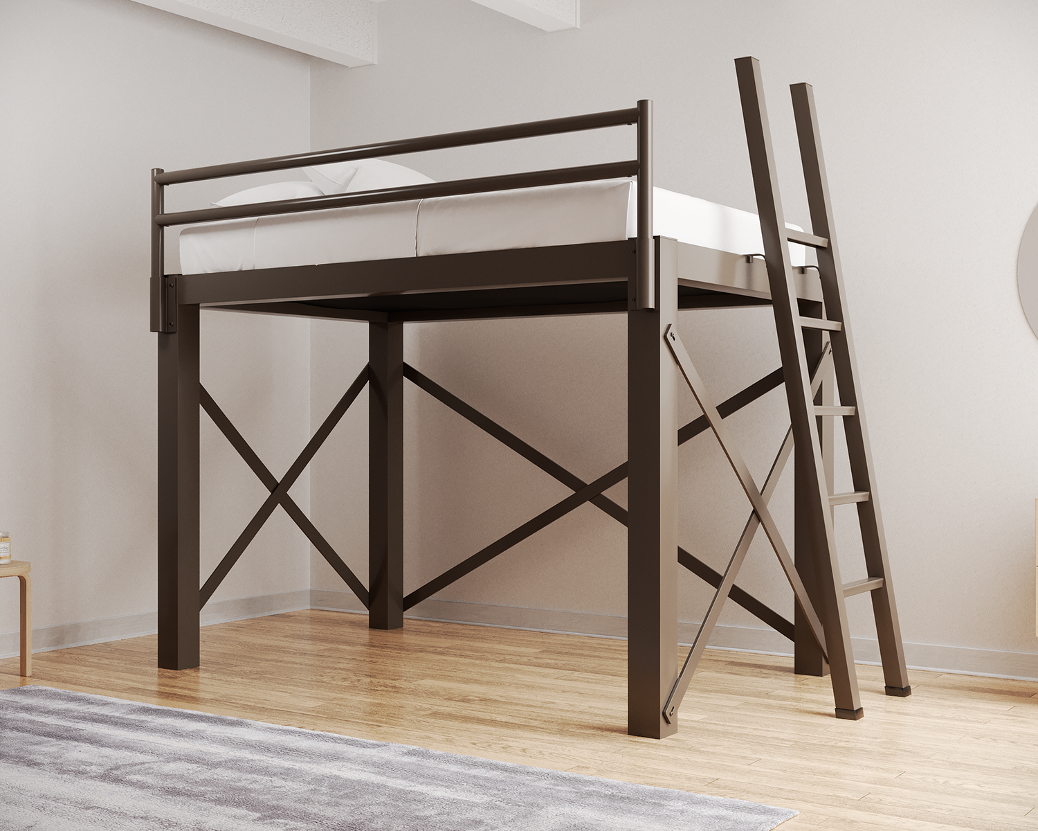 Full Xl Loft Bed Bronze Ladder