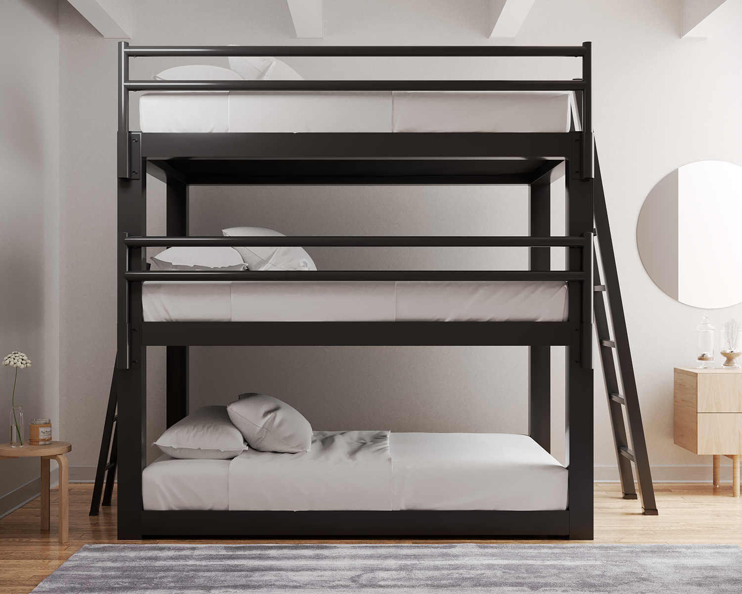 Full Xl Triple Bunk Bed Charcoal