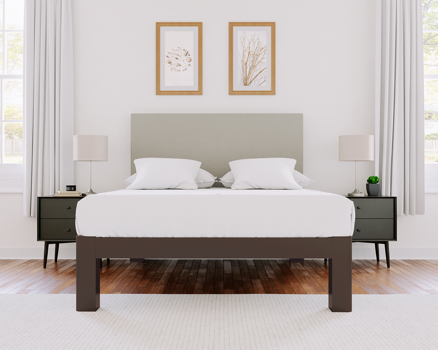 Queen Platform Bed Bronze Light Gray