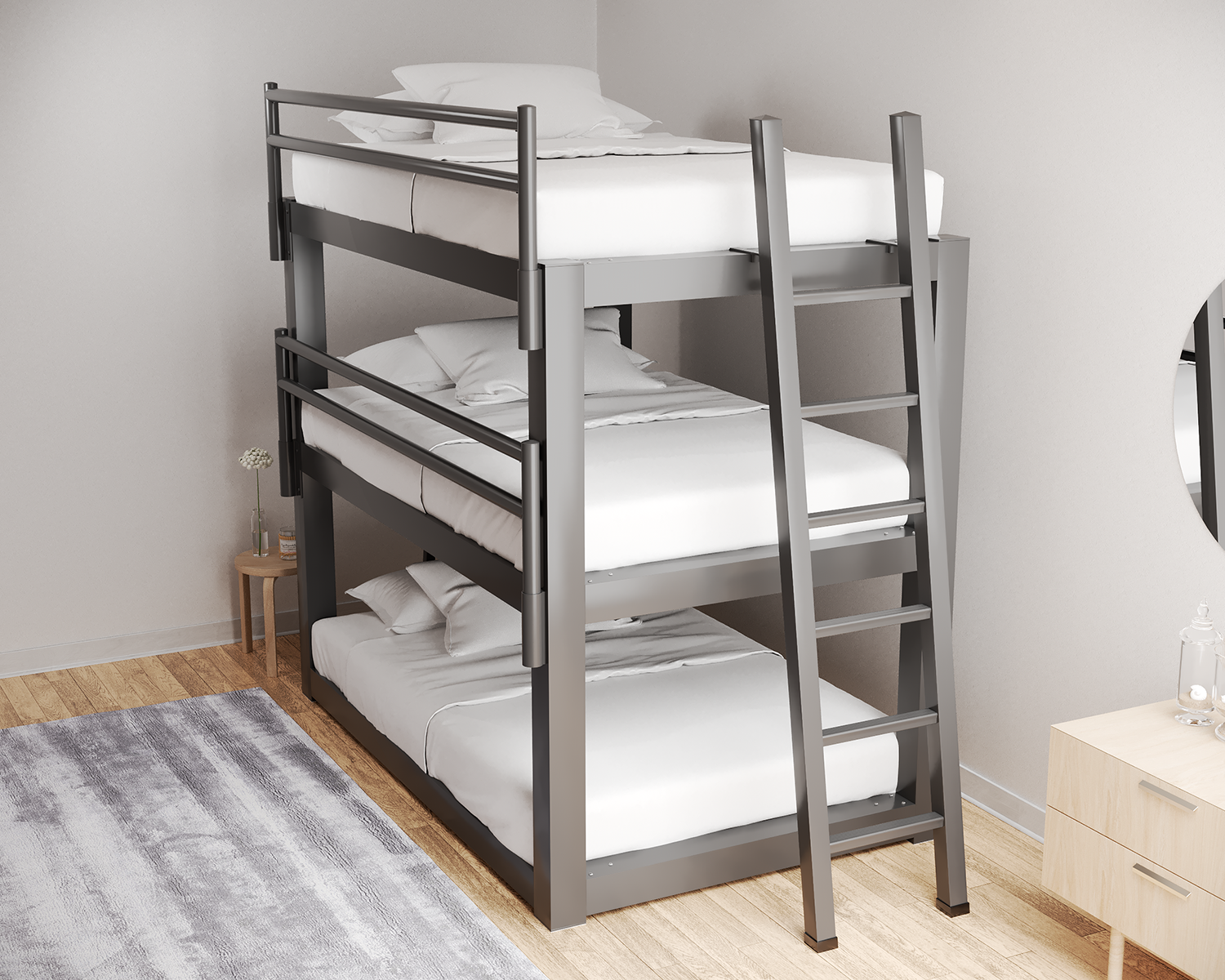 Full Xl Triple Bunk Bed Charcoal