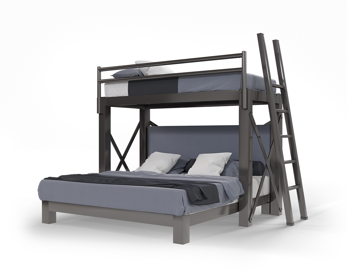 Twin Over King L Shaped Bunk Bed Charcoal Ladder