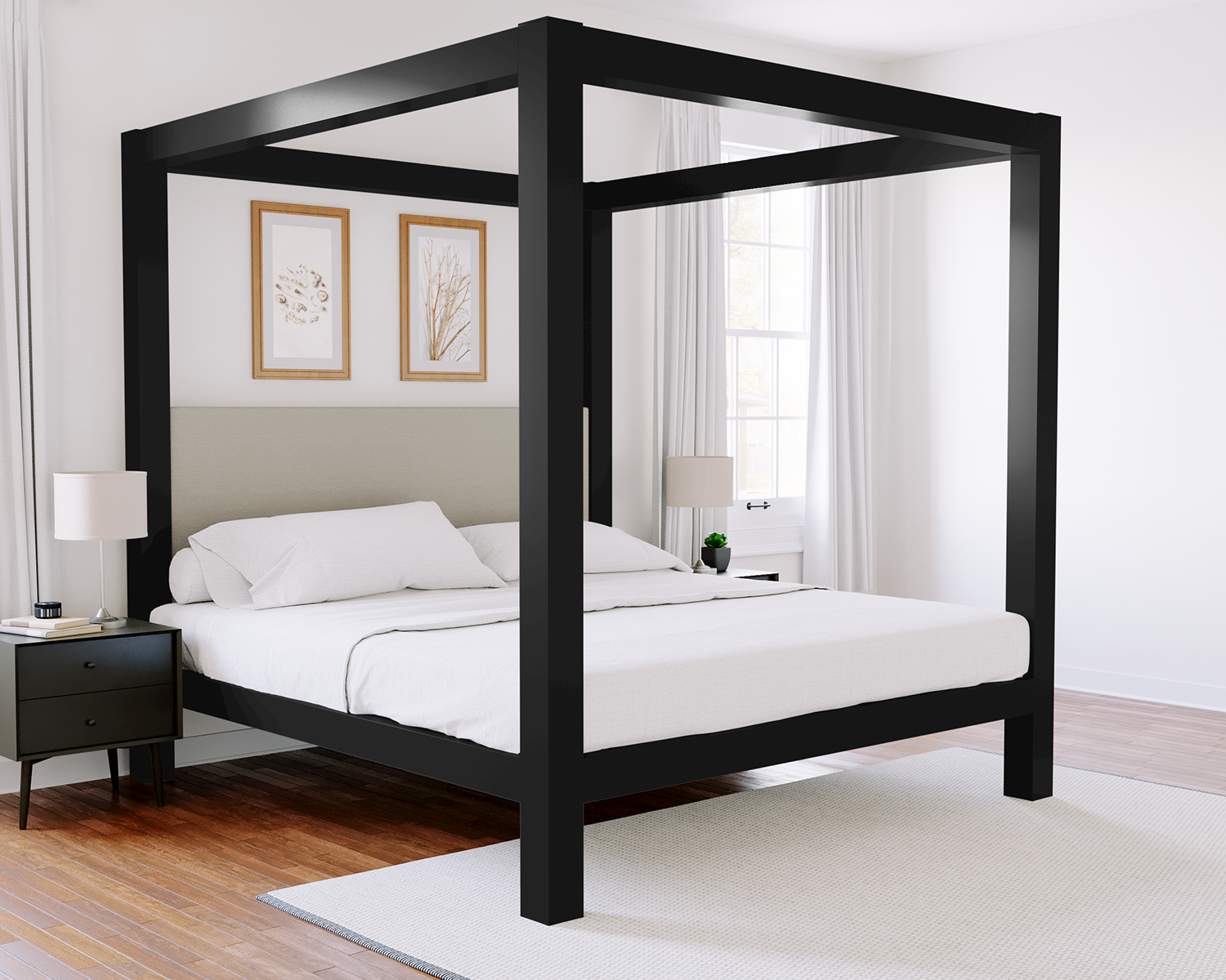 Wyoming King Canopy Bed Black Light Gray