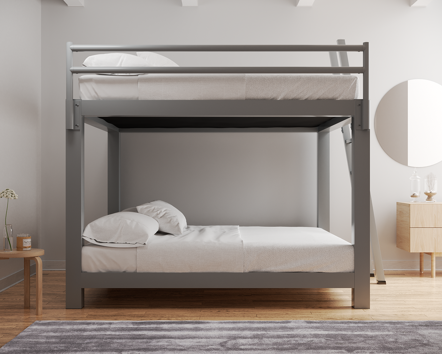 King Bunk Bed Gray Ladder