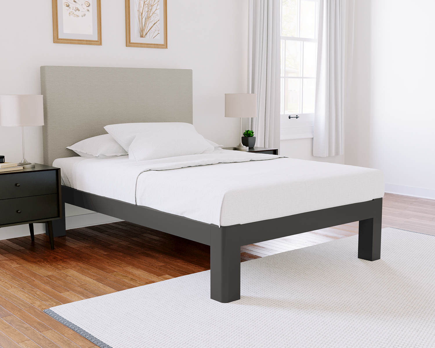 Full Xl Platform Bed Charcoal Light Gray