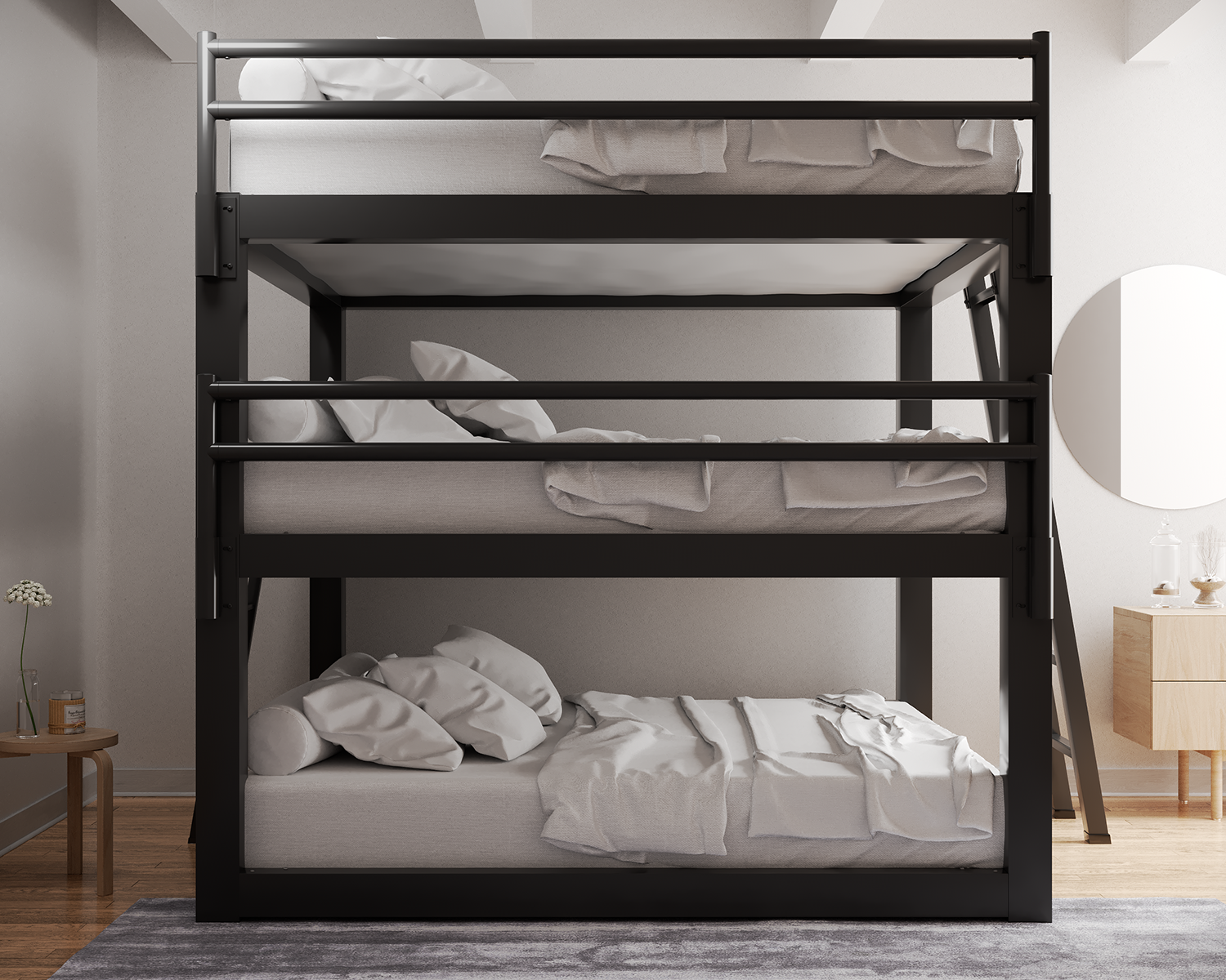 King Triple Bunk Bed Charcoal