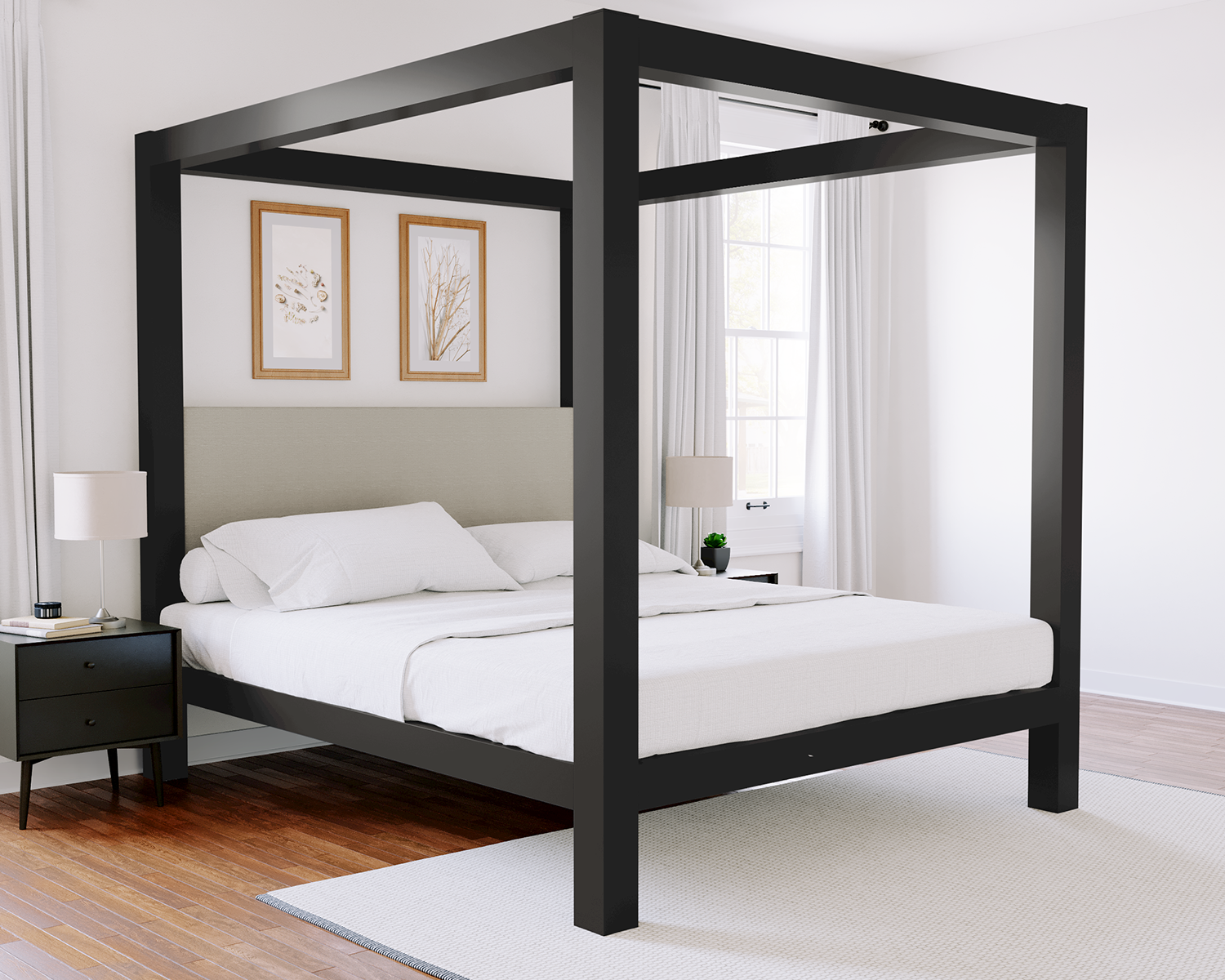 Texas King Canopy Bed Charcoal Light Gray