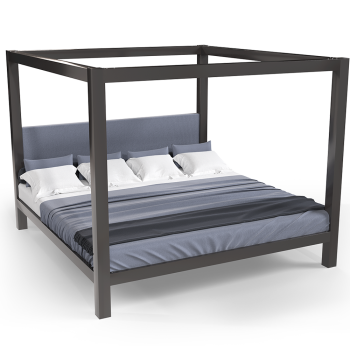 Charcoal Alaskan King size metal four-poster Canopy Bed