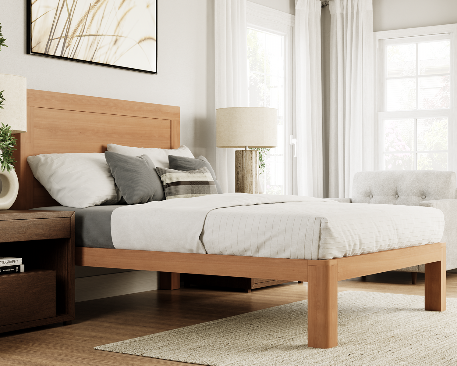 Queen Wood Platform Bed All Wood