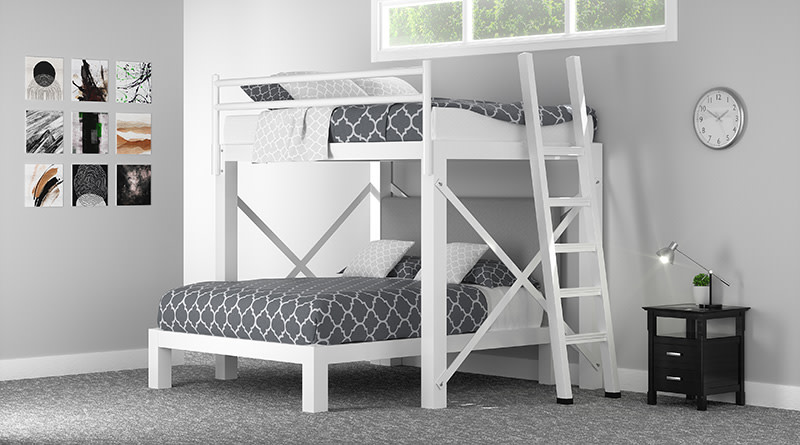 Queen Over Queen L-shaped Bunk Bed - Adultbunkbeds.com