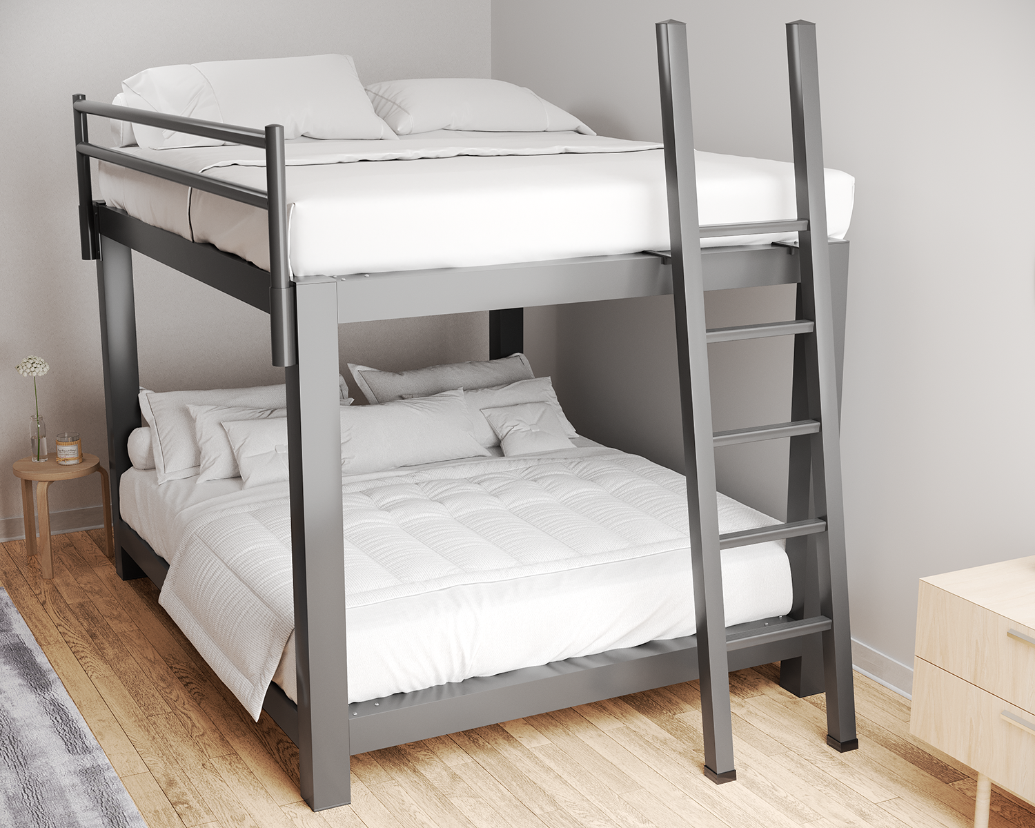 California King Bunk Bed Charcoal Ladder