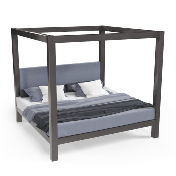 Charcoal Alberta King size metal four poster Canopy Bed