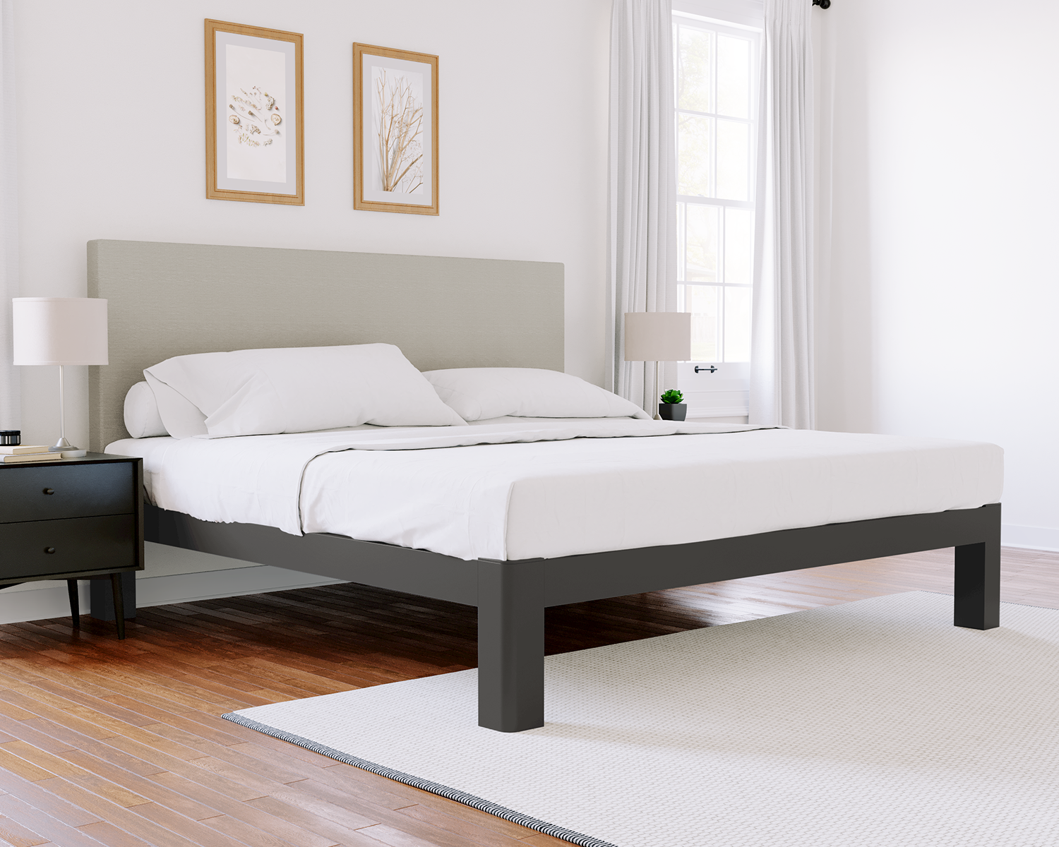 Wyoming King Platform Bed Charcoal Light Gray