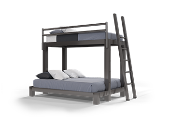 Charcoal Twin XL Over Queen size Adult Bunk Bed